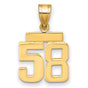 14k Yellow Gold Number 58 Pendant, Bold Block Jersey Number Charm for Men or Unisex