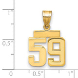 Small Polished Number 59 Charm Pendant in Real 14k Yellow Gold