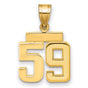 Small Polished Number 59 Charm Pendant in Real 14k Yellow Gold