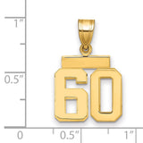 Small Polished Number 60 Charm Pendant in Real 14k Yellow Gold