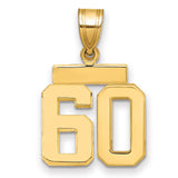 Small Polished Number 60 Charm Pendant in Real 14k Yellow Gold