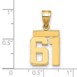 Small Polished Number 61 Charm Pendant in Real 14k Yellow Gold