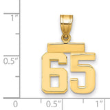 Small Polished Number 65 Charm Pendant in Real 14k Yellow Gold