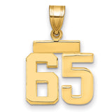 Small Polished Number 65 Charm Pendant in Real 14k Yellow Gold