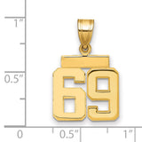 Small Polished Number 69 Charm Pendant in Real 14k Yellow Gold
