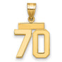 Small Polished Number 70 Charm Pendant in Real 14k Yellow Gold