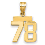 Small Polished Number 78 Charm Pendant in Real 14k Yellow Gold