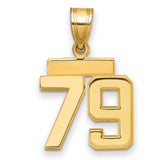 Small Polished Number 79 Charm Pendant in Real 14k Yellow Gold