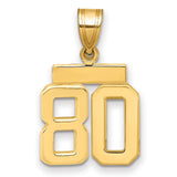 Small Polished Number 80 Charm Pendant in Real 14k Yellow Gold