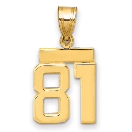Small Polished Number 81 Charm Pendant in Real 14k Yellow Gold