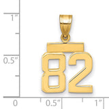 Small Polished Number 82 Charm Pendant in Real 14k Yellow Gold