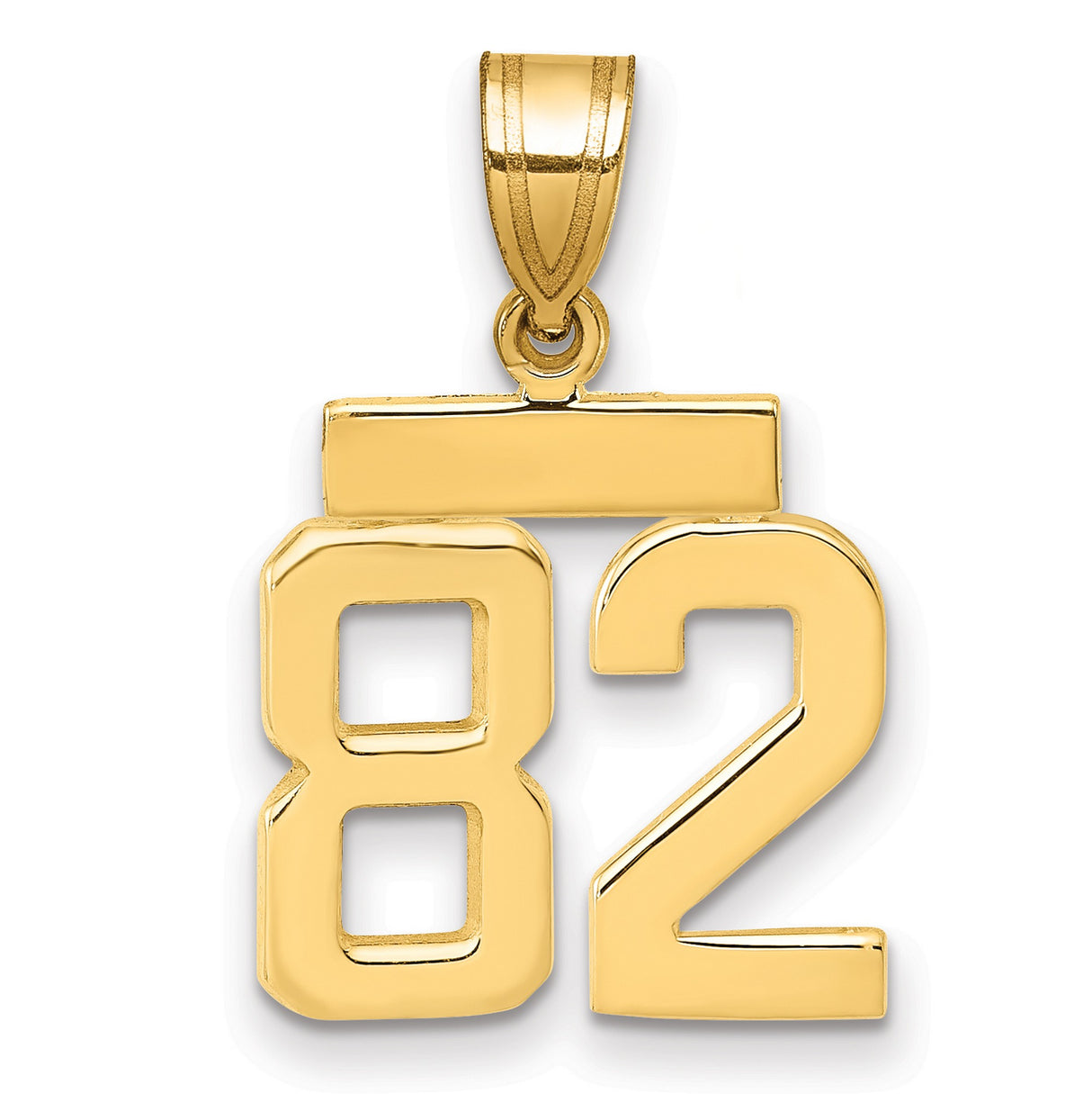 Small Polished Number 82 Charm Pendant in Real 14k Yellow Gold