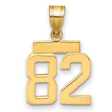 Small Polished Number 82 Charm Pendant in Real 14k Yellow Gold