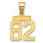 Small Polished Number 82 Charm Pendant in Real 14k Yellow Gold