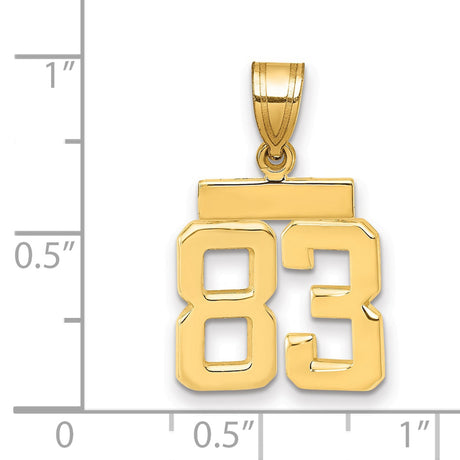 Small Polished Number 83 Charm Pendant in Real 14k Yellow Gold