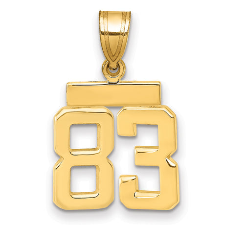 Small Polished Number 83 Charm Pendant in Real 14k Yellow Gold