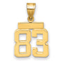 Small Polished Number 83 Charm Pendant in Real 14k Yellow Gold