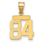Small Polished Number 84 Charm Pendant in Real 14k Yellow Gold