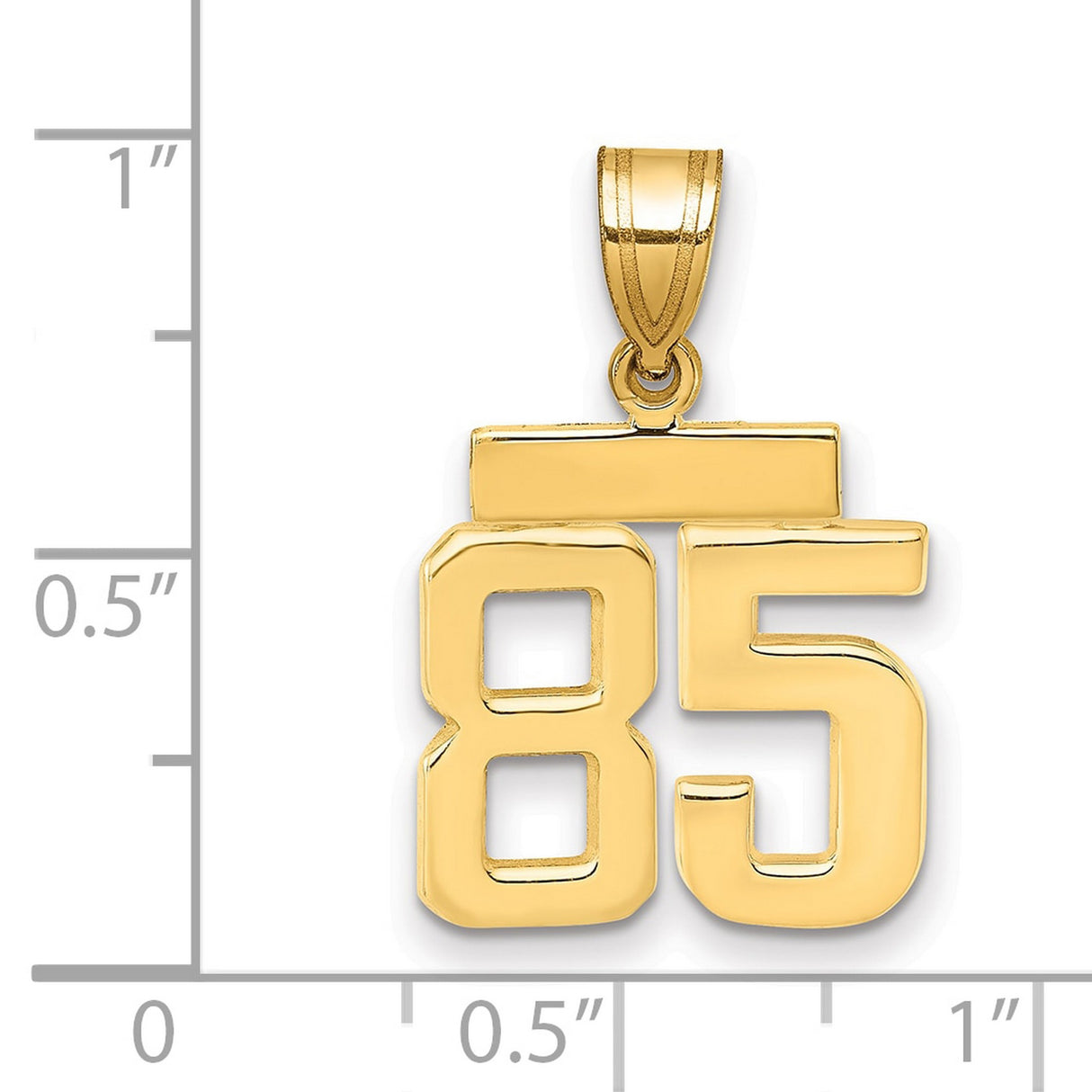 Small Polished Number 85 Charm Pendant in Real 14k Yellow Gold