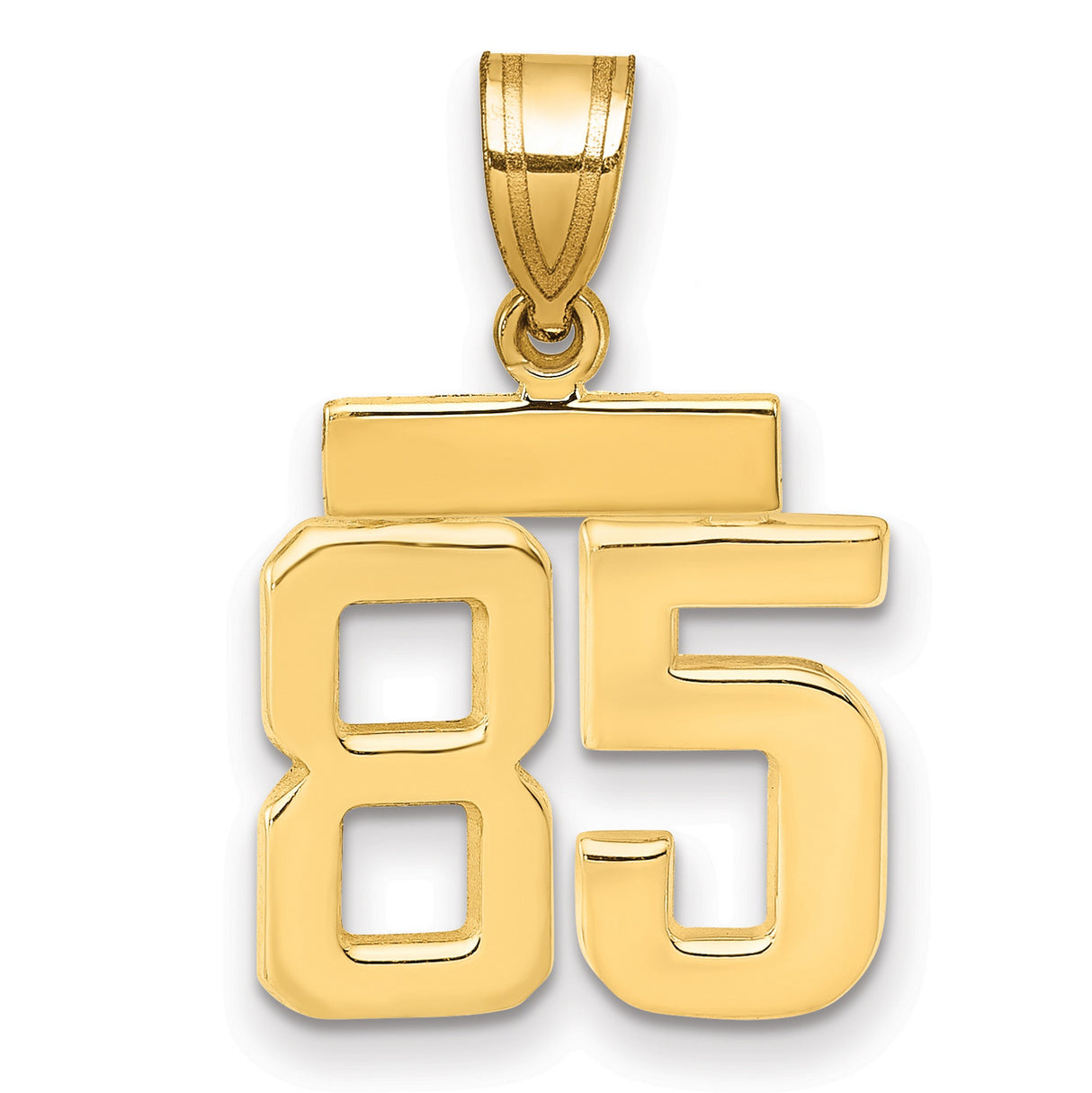 Small Polished Number 85 Charm Pendant in Real 14k Yellow Gold