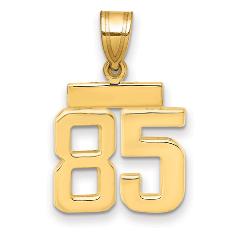 Small Polished Number 85 Charm Pendant in Real 14k Yellow Gold