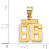 Small Polished Number 86 Charm Pendant in Real 14k Yellow Gold