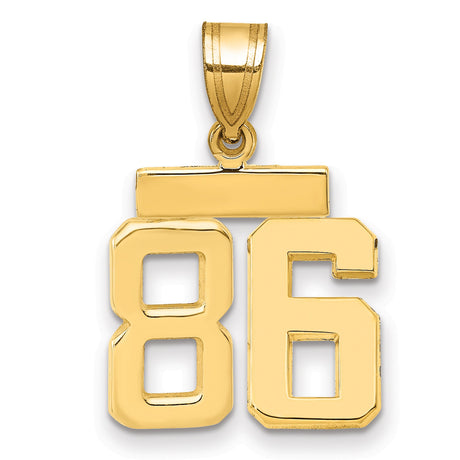 Small Polished Number 86 Charm Pendant in Real 14k Yellow Gold