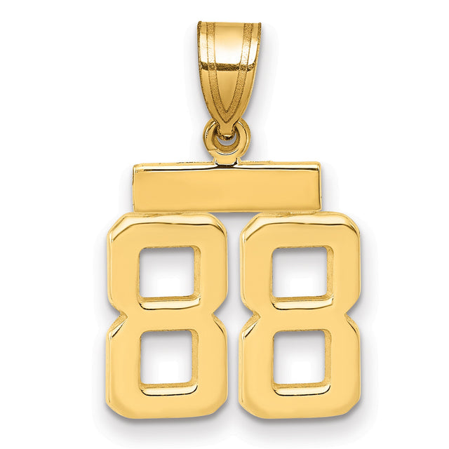 Small Polished Number 88 Charm Pendant in Real 14k Yellow Gold