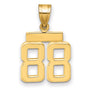 Small Polished Number 88 Charm Pendant in Real 14k Yellow Gold