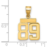 14k Yellow Gold Number 89 Pendant, Bold Block Digits, Polished Finish, Sports Charm for Men or Unisex
