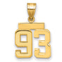 Small Polished Number 93 Charm Pendant in Real 14k Yellow Gold