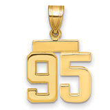 Small Polished Number 95 Charm Pendant in Real 14k Yellow Gold
