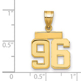 Small Polished Number 96 Charm Pendant in Real 14k Yellow Gold