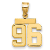 Small Polished Number 96 Charm Pendant in Real 14k Yellow Gold