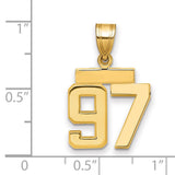 14k Yellow Gold Number 97 Pendant with Bold Polished Finish, Athletic Sports Charm for Men or Unisex