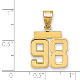 Small Polished Number 98 Charm Pendant in Real 14k Yellow Gold