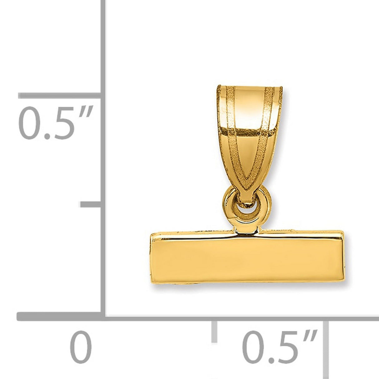 14k Yellow Gold Bar Pendant, Polished Rectangle Charm, Minimalist Engravable Jewelry Tag