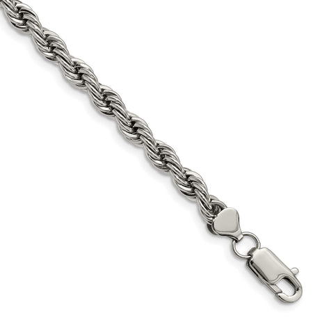 Stainless Steel 6 mm Rope Chain Anklet, Polished alternate angle