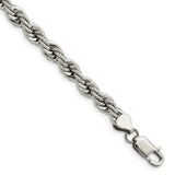 Stainless Steel 7 mm Rope Chain Anklet, Polished alternate angle