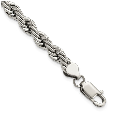 Stainless Steel Rope Chain Bracelet, 7 mm