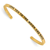 I Love You To The Moon And Back Words On Cuff Bangle Bracelet Charm Pendant in Real 316 Stainless Steel