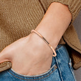 Rose IP-plated Crystal XOXOXO 3mm Cuff Bangle Bracelet Charm Pendant in Real 316 Stainless Steel