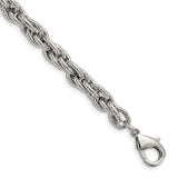 Stainless Steel 7.82 mm Rope Chain Bracelet, Polished shown for scale