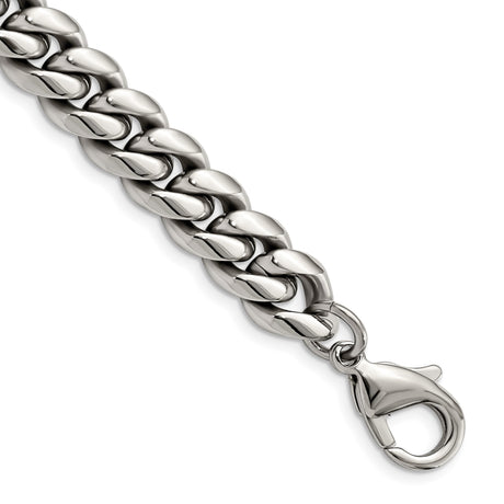 Stainless Steel 9.98 mm Curb Chain Bracelet, Polished shown for scale