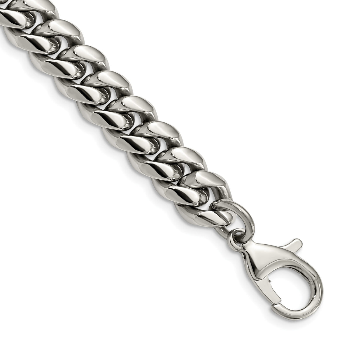Stainless Steel 12.05 mm Curb Chain Bracelet, Polished shown for scale