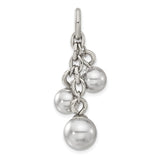Grey Simulated Pearl Interchangeable Charm Pendant in Real 316 Stainless Steel