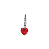 Red CZ Heart Interchangeable Charm Pendant in Real 316 Stainless Steel
