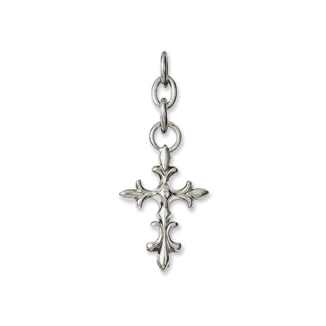 Stainless Steel Cross Pendant with Fleur de Lis Scrolling Detail, Unisex Religious Charm