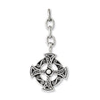 Celtic Style Pattee Cross Dangle in Antiqued Stainless Steel Charm Pendant in Real 316 Stainless Steel
