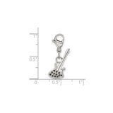 Polished Black CZ Guitar Lobster Clasp Charm Pendant in Real 316 Stainless Steel